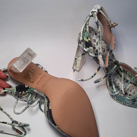 ALDO: Multicoloured Snake Print High Heels, Size 6 - Picture 7 of 8
